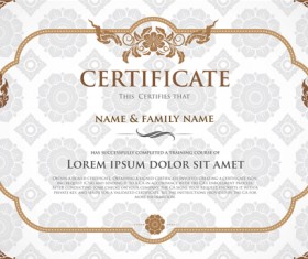 Certificate template with retro frame vector 02