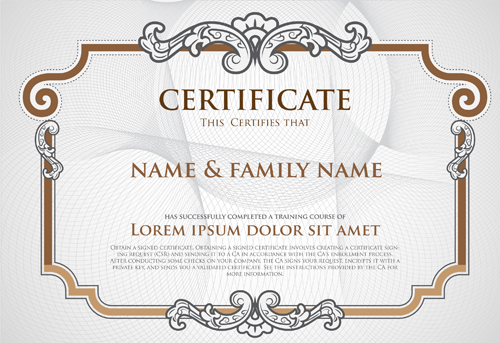 Certificate template with retro frame vector 04