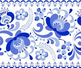 Chinese blue and white seamless pattern vector 01