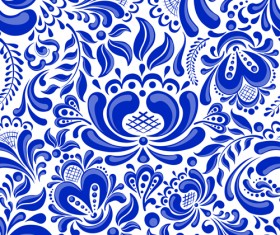 Chinese blue and white seamless pattern vector 02