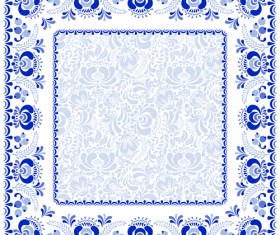 Chinese style blue and white frame vector