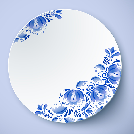 Chinese style blue and white porcelain vector