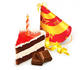 Chocolate cake and birthday candles vector