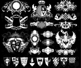 Classical heraldry ornaments vector material 02