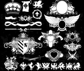 Classical heraldry ornaments vector material 03