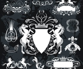 Classical heraldry with ornament labels vector 05