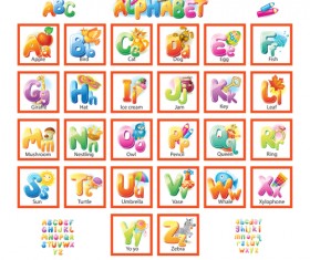 Colored alphabet with children literacy vector 05