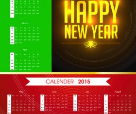 Colored calendar 2015 with happy new year background