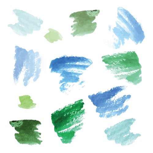 Colorful watercolor ink brushes vector 02