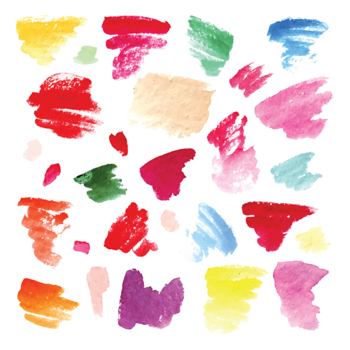 Colorful watercolor ink brushes vector 03
