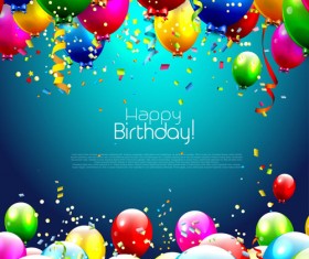 Confetti and colorful balloons birthday background vector 02 free download