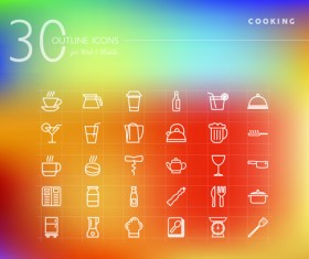 Cooking outline icons set vector