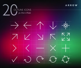 Creative arrows outline icons vector