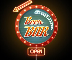 Creative neon advertising sign vector 06