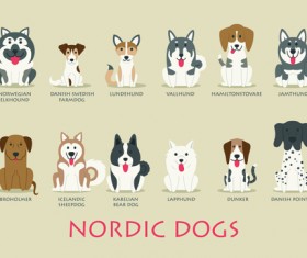 Creative nordic dogs icons vector