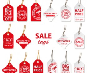 Creative red and white sales tags vectors 01