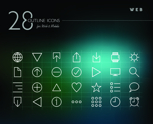 Creative web outline icons vector pack 01