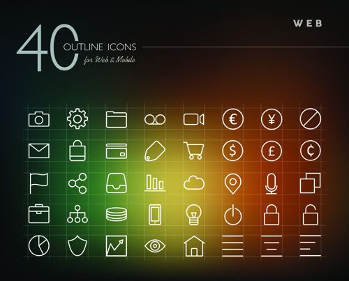 Creative web outline icons vector pack 02