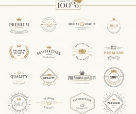 Crowns labels retro style vector 01