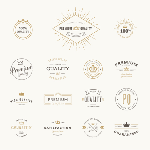 Crowns labels retro style vector 02