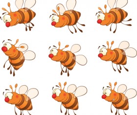 Cute cartoon bees vector material