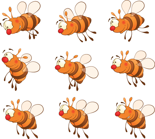 Cute cartoon bees vector material