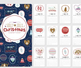 Cute christmas style 2015 calendar vector