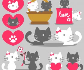 Cute kittens with love vectors