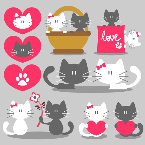 Cute kittens with love vectors