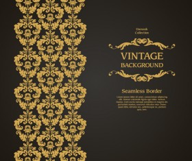 Damask seamless border vintage background vector