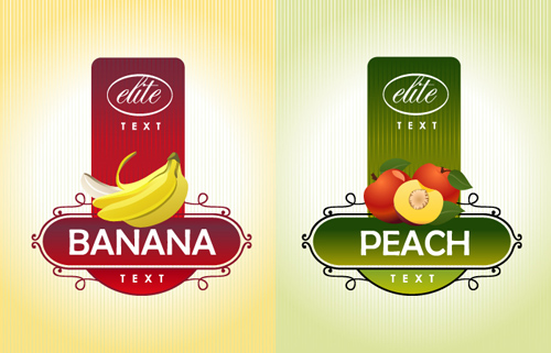Delicate fruit advertising labels vector 03