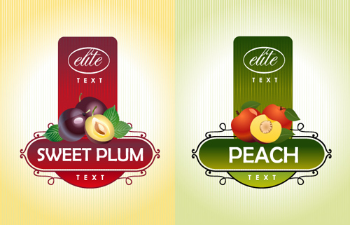 Delicate fruit advertising labels vector 04