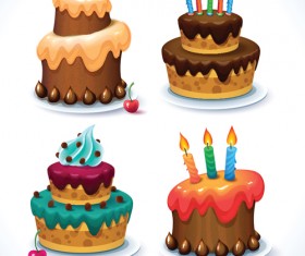 Delicious birthday cake creative vector 02