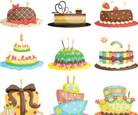 Delicious birthday cake creative vector 06
