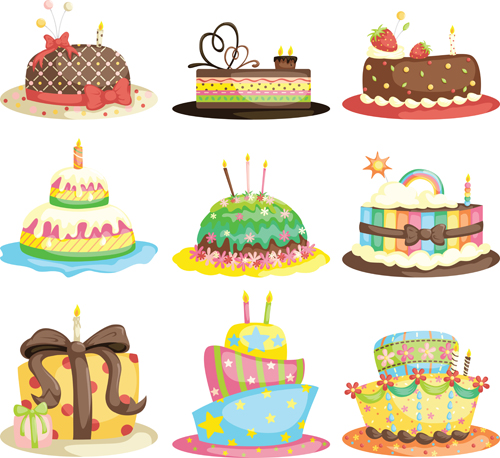 Delicious birthday cake creative vector 06