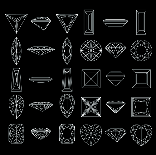 Diamond outline shapes vector material