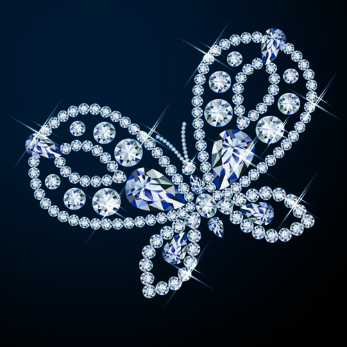 Diamond with butterfly shiny vector
