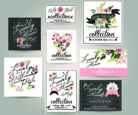 Different flower wedding invitation cards vector