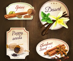 Different spices vector labels 02