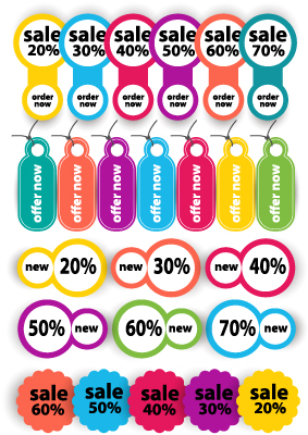 Discount colored tags and labels vectors