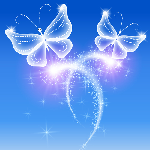Dream butterfly with shiny background vector 01