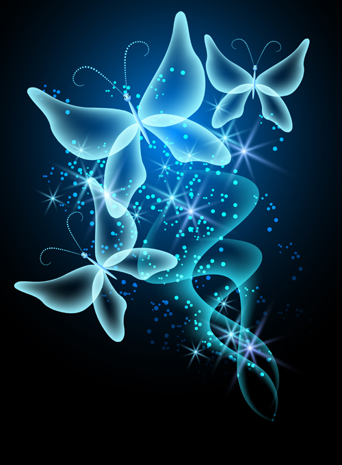 Dream butterfly with shiny background vector 03