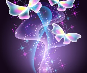 Dream butterfly with shiny background vector 05