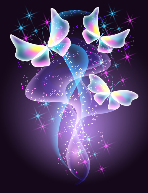 Dream butterfly with shiny background vector 05