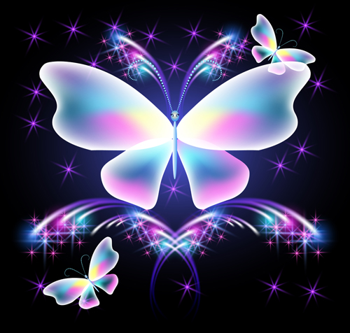 Dream butterfly with shiny background vector 07