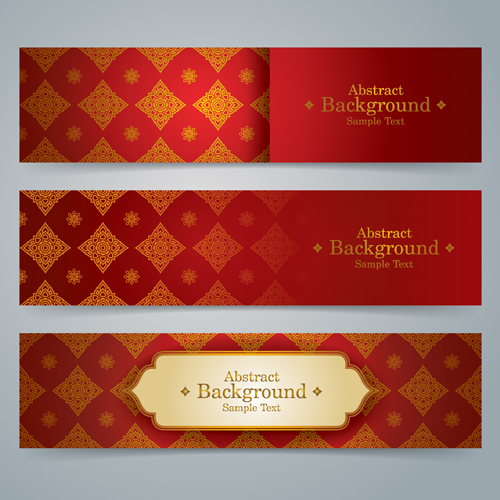 Ethnic style pattern banners vector 01