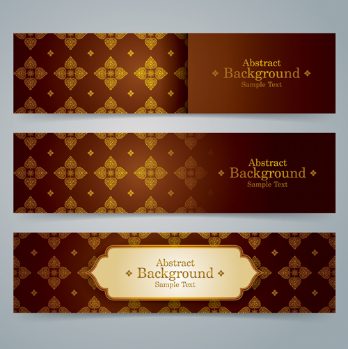 Ethnic style pattern banners vector 02