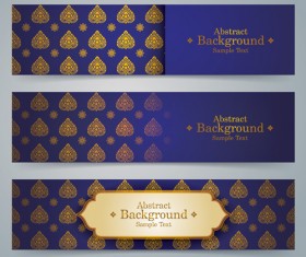Ethnic style pattern banners vector 04