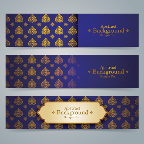 Ethnic style pattern banners vector 04