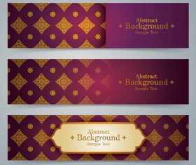 Ethnic style pattern banners vector 05